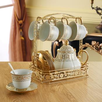 咖啡杯高檔歐式茶具收納架不銹鋼