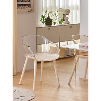 北歐透明餐椅幽靈椅子簡約現代家用餐廳創意設計師亞克力靠背凳子
