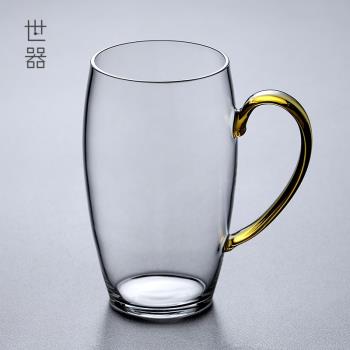 日式耐熱創意帶把果汁杯玻璃