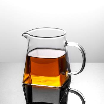 碌心 高硼矽玻璃公道杯加厚耐熱高檔茶海分茶器四方公道分杯品茗