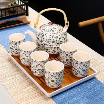 大號中式提樑茶壺套裝家用陶瓷中國風簡約現代客廳泡茶器茶杯整套