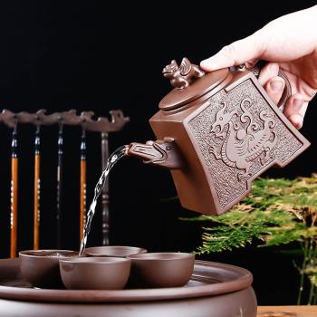 宜興紫砂壺大容量過濾泡茶壺手工單壺陶瓷養生壺家用茶具茶杯套裝