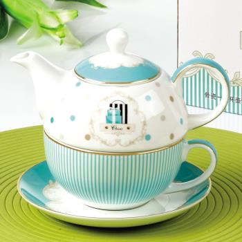 英式子母壺杯碟套裝經典條紋咖啡壺杯碟整套骨瓷一壺一杯陶瓷茶壺