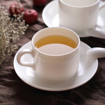高檔歐式意式陶瓷濃縮咖啡杯帶碟帶勺 經典簡約白色英式骨瓷茶杯