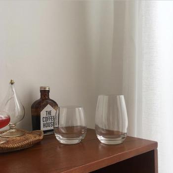 簡約小清新思慕雪杯單個可愛橢圓水杯家用透明好看的喝水玻璃杯子