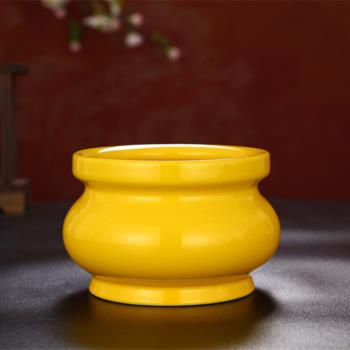 佛堂用品純黃無字供佛套裝佛臺佛具全套香爐油燈大悲水杯供佛花瓶