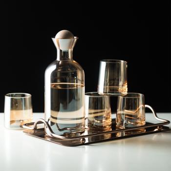 玻璃冷水壺北歐創意水具套裝耐高溫涼水壺大容量扎壺杯帶托盤家用