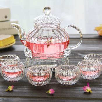 歐式網紅ins茶具花茶壺套裝過濾透明玻璃泡茶壺加熱花果茶花茶杯