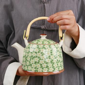 中式提梁壺單壺陶瓷大容量茶具泡茶壺過濾網餐廳水壺民宿家用復古