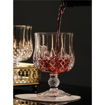 手工描金歐式高檔小號高腳紅酒杯子套裝家用輕奢華水晶玻璃洋酒杯