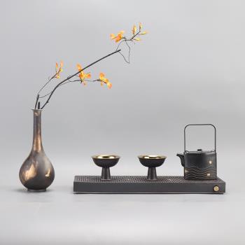 新中式茶具托盤組合擺件茶室客廳創意家居飾品樣板房間茶幾軟裝