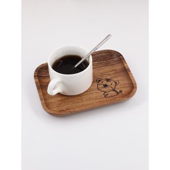 實木杯墊小托盤茶盤胡桃木長方形弧邊木托盤咖啡盤辦公桌茶杯墊