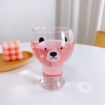 貓咪可愛熊家用酸奶高腳玻璃杯