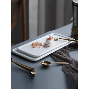面包烤盤土司片壽司三文魚平盤小長方形盤子陶瓷托盤西餐盤高級感