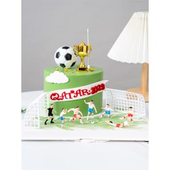 足球蛋糕裝飾擺件世界杯獎杯大力神金杯生日快樂男孩烘焙派對裝扮