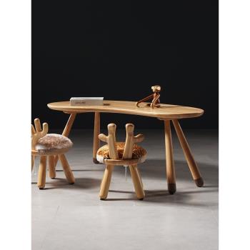 北歐家用兒童學習桌幼兒園寶寶桌椅簡約實木玩具游戲桌寫字小書桌