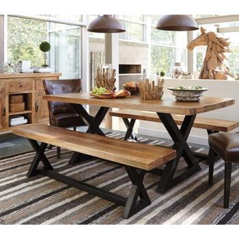 美式loft工業風餐廳餐桌長方形咖啡桌洽談桌椅組合鐵藝實木桌子