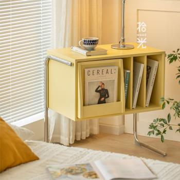 日式實木雜志柜簡約懸浮書柜唱片機收納儲物家用客廳展示沙發邊柜