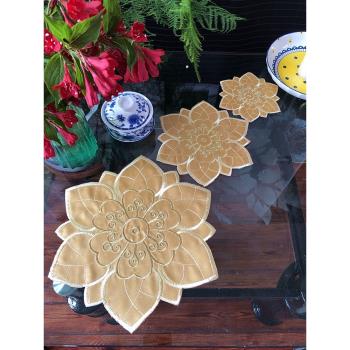 歐式金色圣誕花盤墊拍攝道具布藝