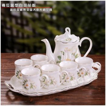 美式簡歐陶瓷茶壺茶杯帶托盤 禮盒裝家用下午茶 歐式茶具套裝
