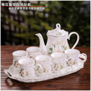 美式簡歐陶瓷茶壺茶杯帶託盤 禮盒裝家用下午茶 歐式茶具套裝