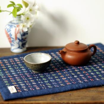 彩色刺子繡茶墊席巾品茗杯布藝手工縫紉DIY材料套裝包成人自獨創