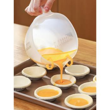 帶刻度測量杯過濾杯打蛋碗廚房蛋液去筋器蛋沫攪拌碗烘焙控量杯子