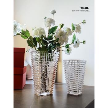 歐式水晶玻璃花瓶高級感客廳餐桌透明插花擺件網紅ins風鮮花花瓶