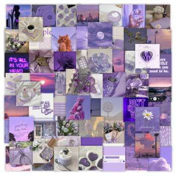 63張紫色系列經典個性裝飾貼畫手機日記本水杯筆記本滑板頭盔行李箱平板電腦保溫杯手賬充電寶ipad防水小貼紙