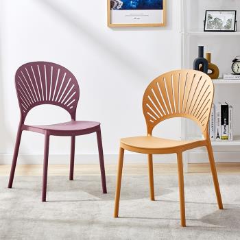 北歐餐椅家用塑料椅子現代簡約凳子靠背戶外辦公休閑洽談書桌椅