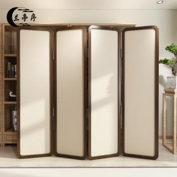 新中式屏風折疊移動日式棉麻實木客廳進門遮擋辦公室茶室裝飾簡約