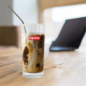 Supreme金邊玻璃杯一對直身杯早餐杯原宿風耐高溫花茶杯日式潮牌