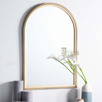 歐式復古化妝鏡子洗手間美式壁掛法式衛生間洗手臺拱形梳妝浴室鏡
