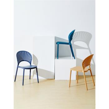 北歐塑料椅子加厚靠背凳戶外可疊放奶茶店洽談椅簡約現代家用餐椅