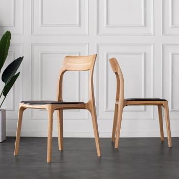 實木餐椅北歐設計師家用簡約現代餐廳高端原木日式可疊放椅子高端