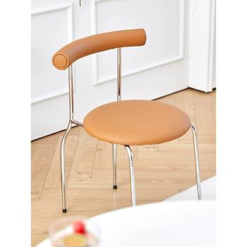 北歐中古輕奢現代家用餐椅咖啡廳靠背椅簡約臥室書桌復古學習椅子