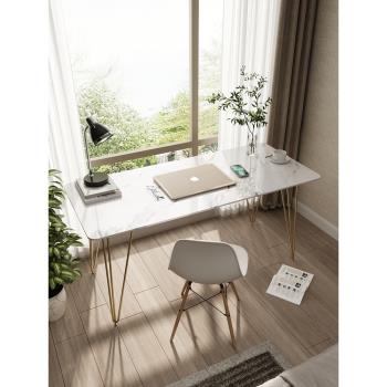 北歐輕奢巖板書桌現代簡約臺式電腦桌家用網紅ins風桌子女生臥室