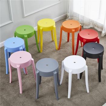 塑料凳子加厚成人餐桌凳時尚創意高凳餐凳椅子家用凳彩色圓凳板凳