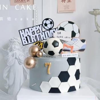 足球主題烘焙蛋糕裝飾踢球小將足球小子擺件兒童生日派對球門插件