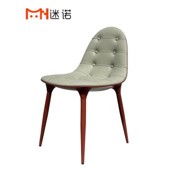 北歐輕奢真皮餐椅設計師餐椅現代簡約梳妝椅戴安娜椅創意靠背椅