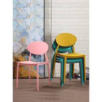 北歐餐椅家用餐廳塑料靠背書桌ins網紅化妝凳現代簡約奶茶店椅子