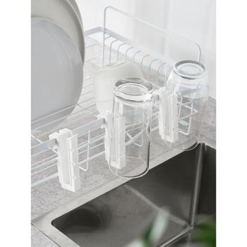 水杯瀝水掛鉤 需搭配碗碟架使用の奶瓶/水壺/水杯瀝水架塑料 米木