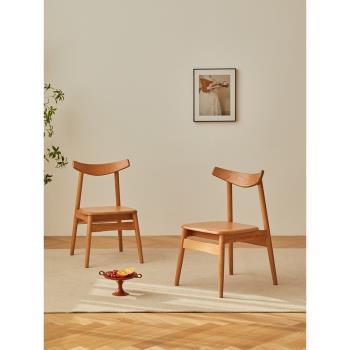 慵懶日記/北歐櫻桃木餐椅現代簡約實木靠背椅子簡約現代橡木日式