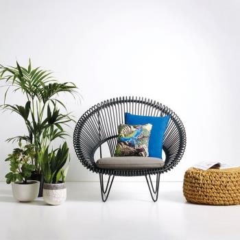 戶外家用陽臺藤椅三件套網紅北歐現代簡約藤編創意設計師茶幾組合