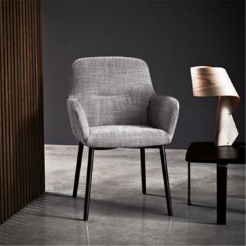 意式輕奢餐椅現代簡約家用布藝凳子設計師樣板房椅子酒店椅