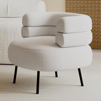 北歐單人沙發椅簡約輕奢意式極簡奶油風布藝現代設計師客廳休閑椅