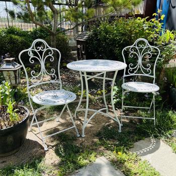 美式鄉村復古鐵藝桌椅套裝 花園陽臺庭院室內戶外家具休閑桌椅