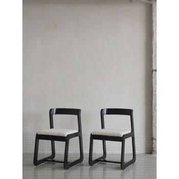 Aminohome|中古椅子復古侘寂風羊羔絨餐椅家用設計師休閑椅化妝椅