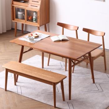 北歐現代簡約實木長凳長餐椅日式長條凳家用餐廳長椅換鞋凳床尾凳