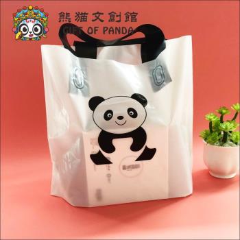 熊貓文創店 熊貓圖案大小號手提袋袋子磨砂塑料購物手提禮品袋